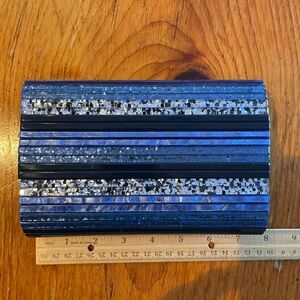 Kurt Geiger Blue, Black and Silver Clutch